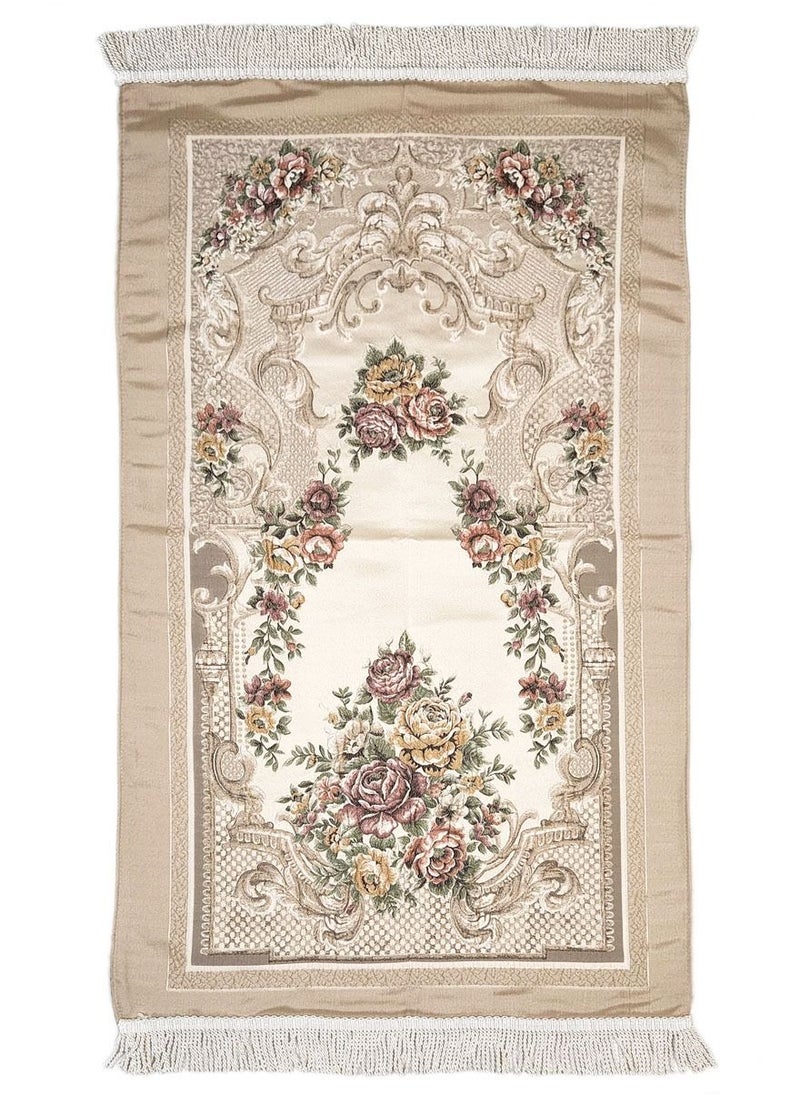 Museum Museum Prayer Mat With Gift Box.Floral Design prayer Rug - SANA (Beige)  - Image 1