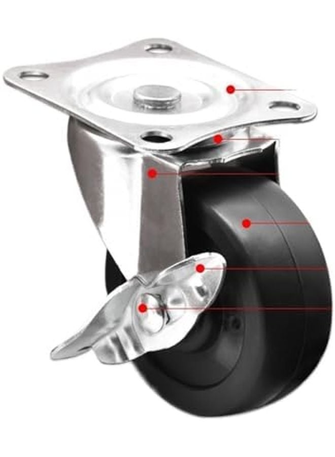 4PCS 1 5 Inch PVC Caster Wheels Set With Brake 360 Degree Swivel Universal Casters - Image 3