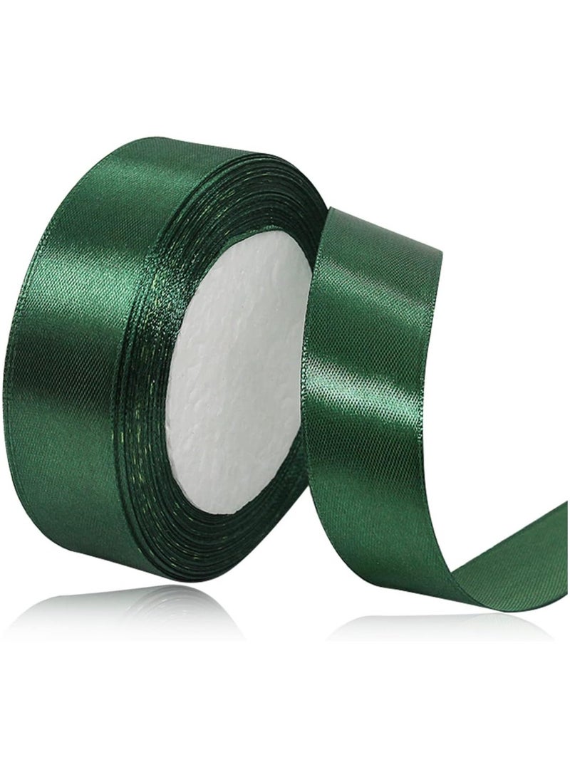 شريط ساتان أخضر داكن، شريط من نسيج البوليستر بلون سادة لتغليف الهدايا، والحرف اليدوية، وصناعة الأقواس، والأكاليل، ومشاريع الخياطة، وحفلات استقبال الأطفال وتزيين حفلات الزفاف - Image 1