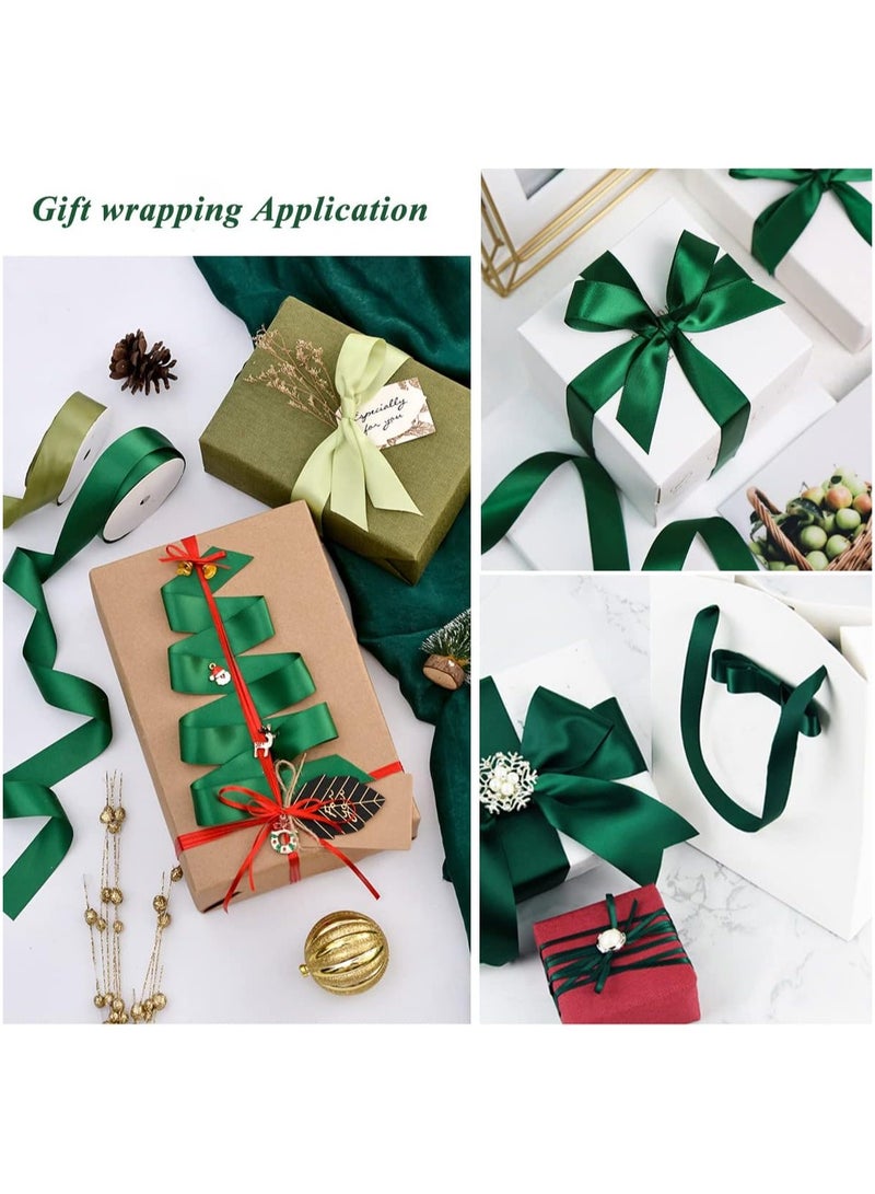 شريط ساتان أخضر داكن، شريط من نسيج البوليستر بلون سادة لتغليف الهدايا، والحرف اليدوية، وصناعة الأقواس، والأكاليل، ومشاريع الخياطة، وحفلات استقبال الأطفال وتزيين حفلات الزفاف - Image 2