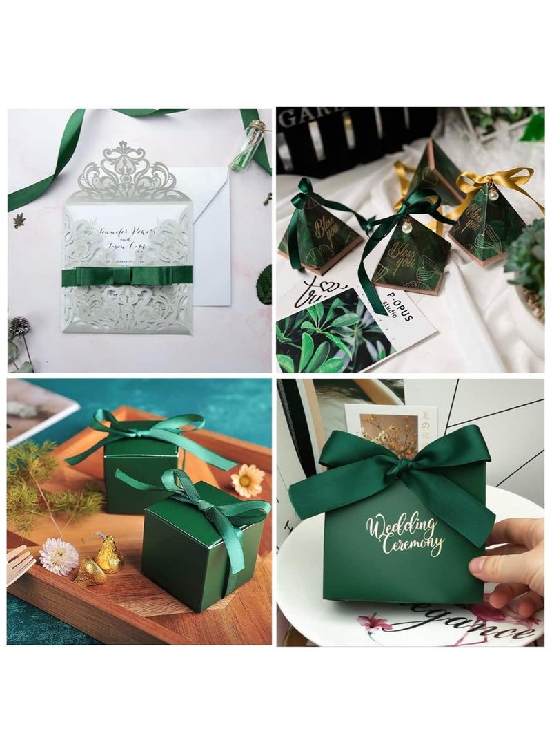 شريط ساتان أخضر داكن، شريط من نسيج البوليستر بلون سادة لتغليف الهدايا، والحرف اليدوية، وصناعة الأقواس، والأكاليل، ومشاريع الخياطة، وحفلات استقبال الأطفال وتزيين حفلات الزفاف - Image 3