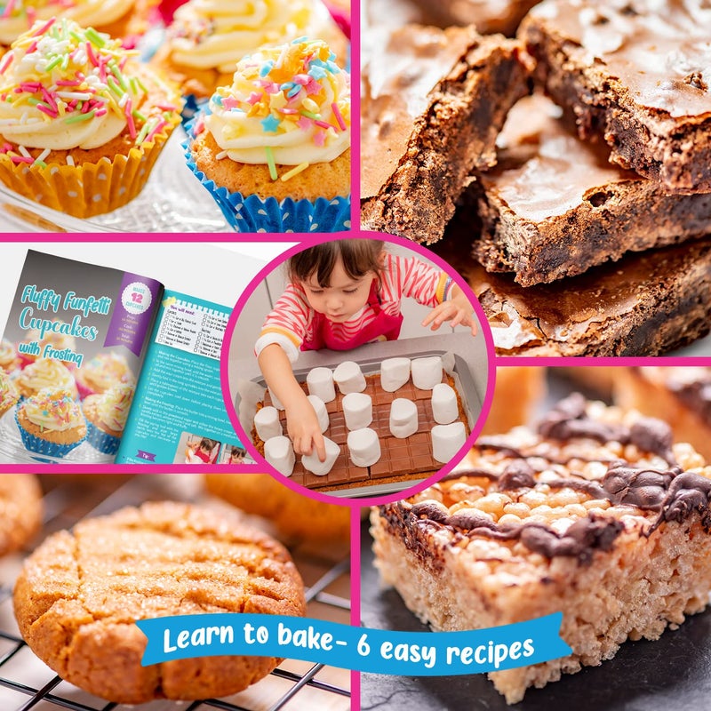 GirlZone Kids Baking Set for Girls - Multicolor, 40-Piece - Girls Baking Kit & Little Baker Set with Apron & Baker Outfit, Whisk, Cookie Cutters, Tools & Recipe Book - Image 3