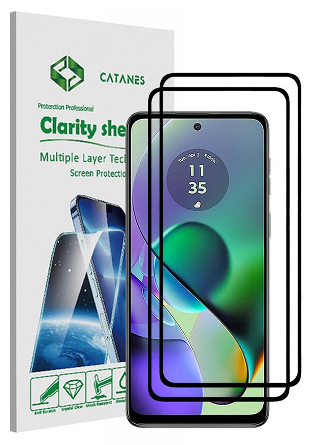 CATANES 2 Pack For Motorola Moto G54 Screen Protector 9H Hardness Scratch Resistance Screen Protector 3D Tempered Glass Film Ultra HD Easy Install Case Friendly Glass - Image 1