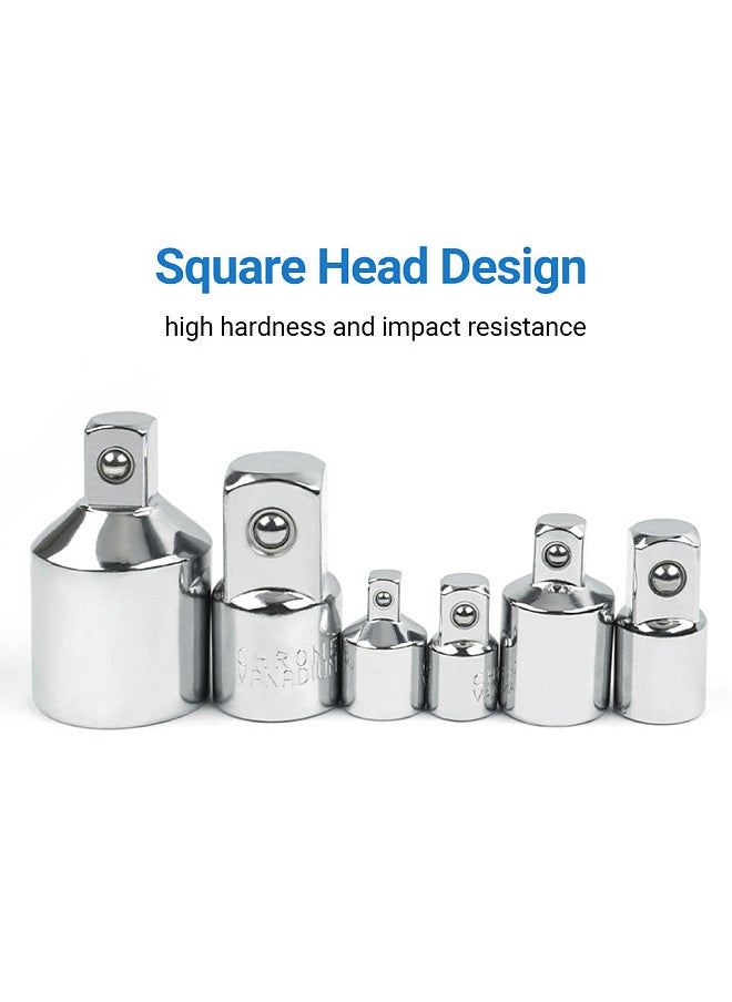 6Pcs Set Conversion Sleeve Impact Socket Converter Universal Joint Socket Adapter Impact Driver Conversions Impact Socket Adapter Jointer Ratchet Steel To Rotate Square Steel Socket Set