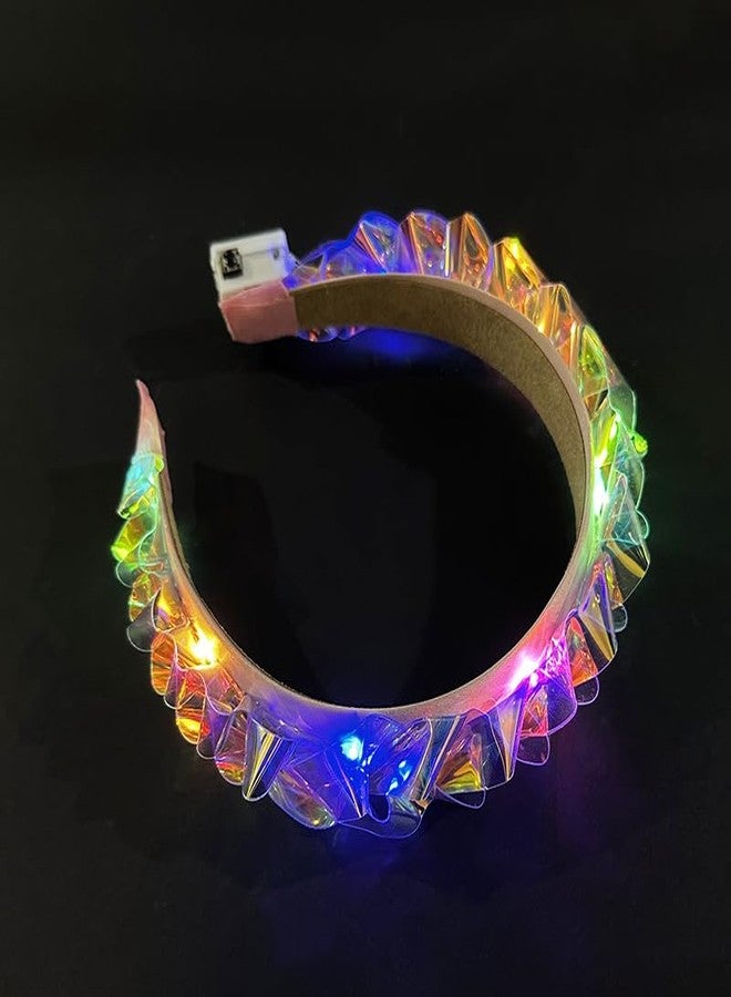 Jeffan 1PCS Light Up Headbands LED Flash Glowing Hair Band Laser Hair Hoop Tiara Luminous Headbands Party Costume Hair Accessories for Women and Girls - Image 4