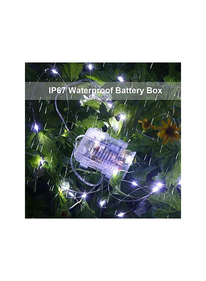 The Bros Pack of 2Pcs 33ft 100 LEDs Outdoor String lights Battery Operated Fairy 8 Mode Waterproof Copper Wire Lights for Bedroom, Garden, Easter, Xmax Decoration (White) - Image 3