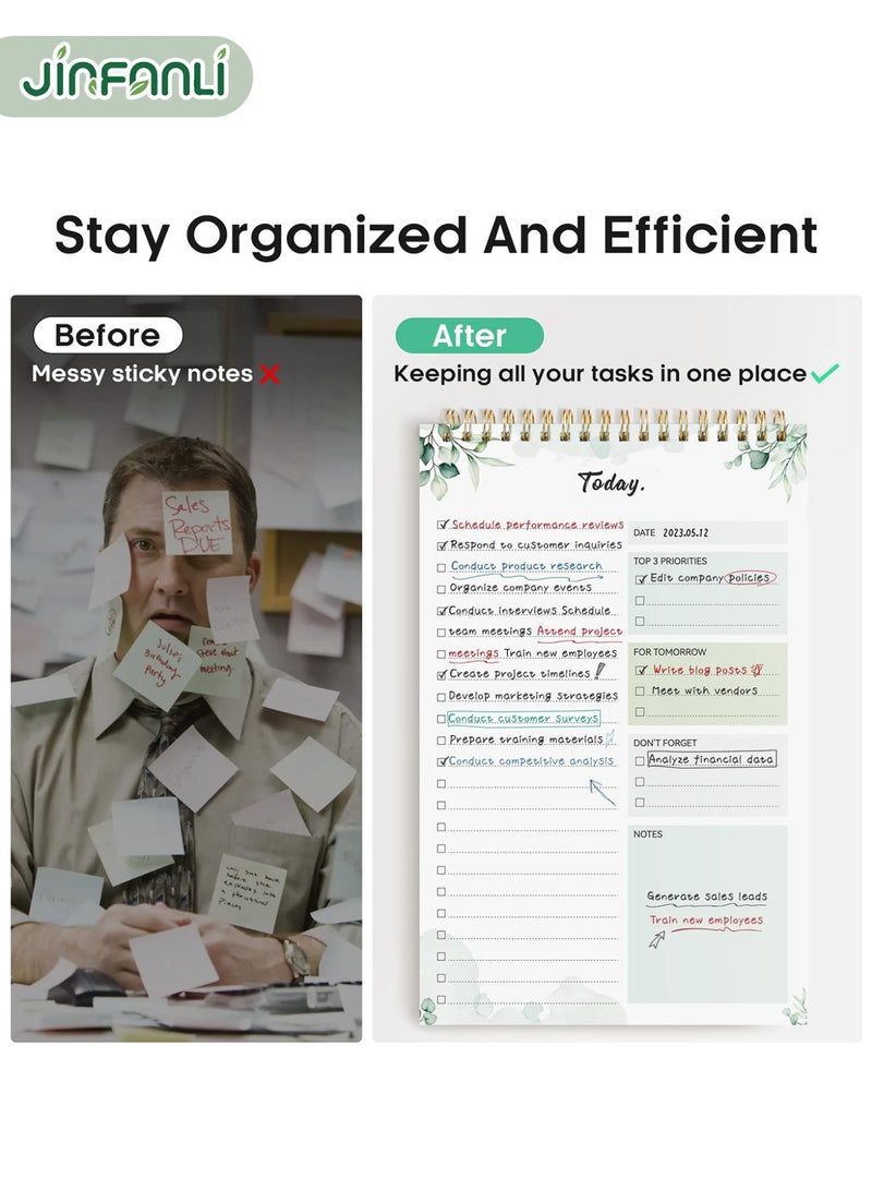 جين فان ل أنا دفتر قائمة المهام، دفتر قائمة المهام للعمل مع 52 ورقة، مخطط يومي بدون تاريخ مثالي للمهام اليومية وتحديد الأهداف، دفتر قائمة المهام مناسب للمكتب والمنزل والمدرسة - Image 5