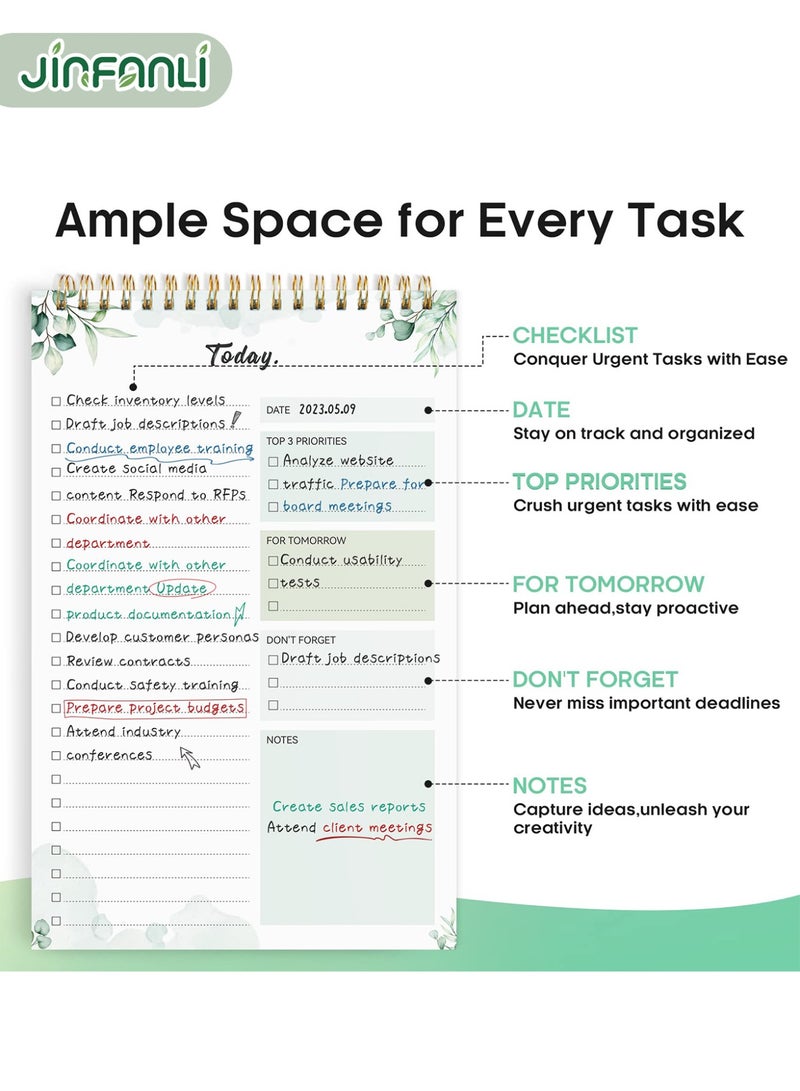 جين فان ل أنا دفتر قائمة المهام، دفتر قائمة المهام للعمل مع 52 ورقة، مخطط يومي بدون تاريخ مثالي للمهام اليومية وتحديد الأهداف، دفتر قائمة المهام مناسب للمكتب والمنزل والمدرسة - Image 2