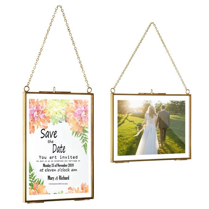 Hanging Photo Frame8x10 inch Double Glass Frame for Pressed FlowersClear DIY Vintage Artwork Display Frame Wall Mounted Photos Frame