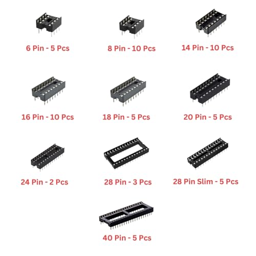 ElePak 2.54mm Pitch Low Profile IC Socket - 65pcs - 6 to 40 Pin - PCB Connectors - Voltage Rating 300V - Electronic Components - Ideal for Educational & DIY, Testing & Burn-in, Repair & Maintenance - Image 3