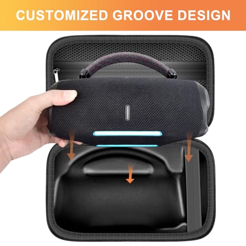 ANKHOH Case for JBL Charge 6 Portable Bluetooth Speaker, Waterproof Speaker Case with Adjustable Shoulder Strap, Hard Travel Storage Holder with Internal Pockets for Charging Accessories (Box Only) (Black) - Image 3