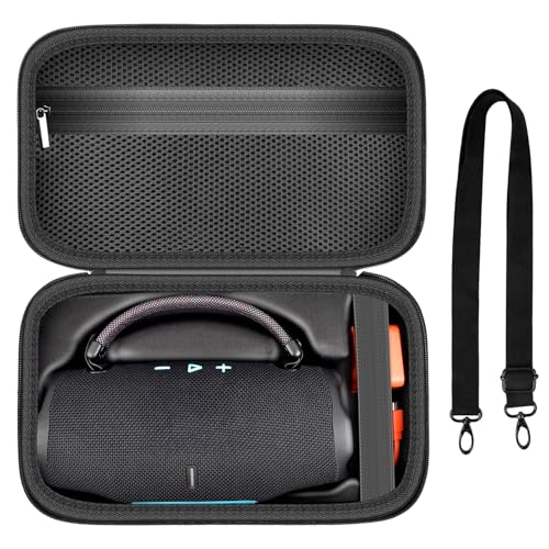 ANKHOH Case for JBL Charge 6 Portable Bluetooth Speaker, Waterproof Speaker Case with Adjustable Shoulder Strap, Hard Travel Storage Holder with Internal Pockets for Charging Accessories (Box Only) (Black) - Image 1