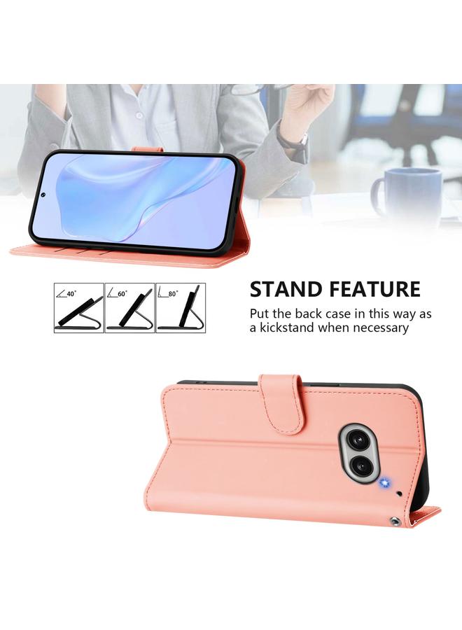 erorex Case For Nothing Phone 2A Skin Feel Solid Color Leather Phone Case with Lanyard - Image 3