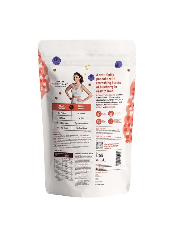 MIELLE فطائر الدخن بالتوت الأزرق من Millé | بدون دقيق | بدون بيض | خالية من الجلوتين | بروتين نباتي عالي | كربوهيدرات منخفضة | حبوب الدخن منخفضة المؤشر الجلايسيمي | بدون سكر مكرر | 250 جرام - Image 2