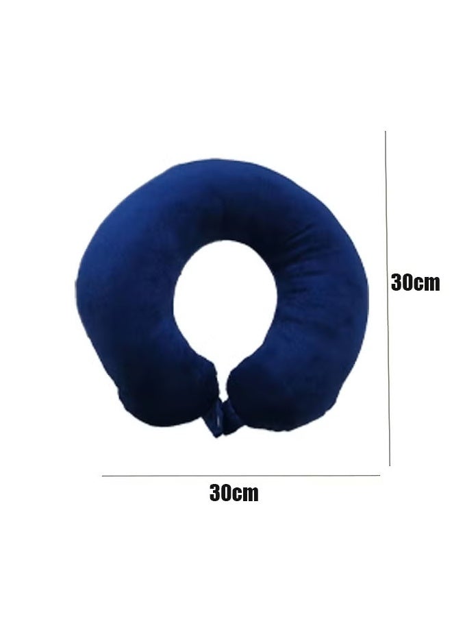 Travel Pillow 100% Memory Foam Pillow, Soft Airplane Travel Pillow with 360° Head Support, Lightweight Quick Pack for Airplane Train Car Bus, Blue  - Image 2
