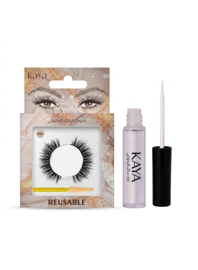 kaya Clear Eyelash Glue with Natural Mink Three Dimensional Lashes Style No. 2 Set - Image 1