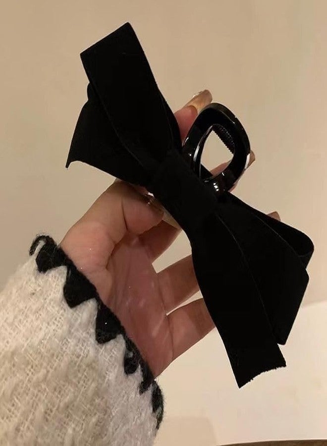 مشبك شعر فاخر من المخمل الأسود من بابولوم، قطعة واحدة، للنساء والفتيات، مشبك شعر على شكل فيونكة، مشابك شعر على شكل فيونكة، دبابيس شعر للشعر الكثيف والخفيف، مشابك شعر مانعة للانزلاق على شكل فيونكة، مشابك شعر للنساء على شكل فيونكة | أسود - Image 5