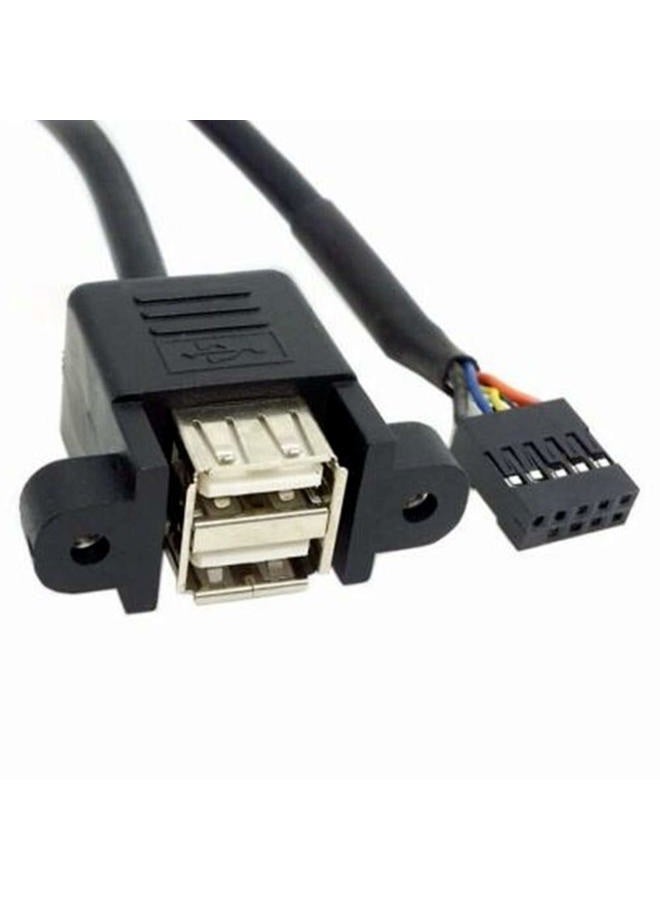 ANRANK 50cm Dual USB 2.0 Type A Female to Motherboard 9Pin Header Cable Adapter with Screw Panel for Computer, Tablet, Printer, Barcode Scanner, Car, Camera, Android Smartphone - Image 2