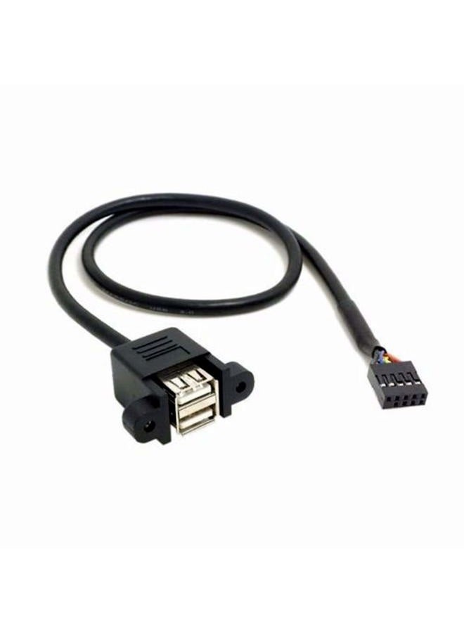 ANRANK 50cm Dual USB 2.0 Type A Female to Motherboard 9Pin Header Cable Adapter with Screw Panel for Computer, Tablet, Printer, Barcode Scanner, Car, Camera, Android Smartphone - Image 1