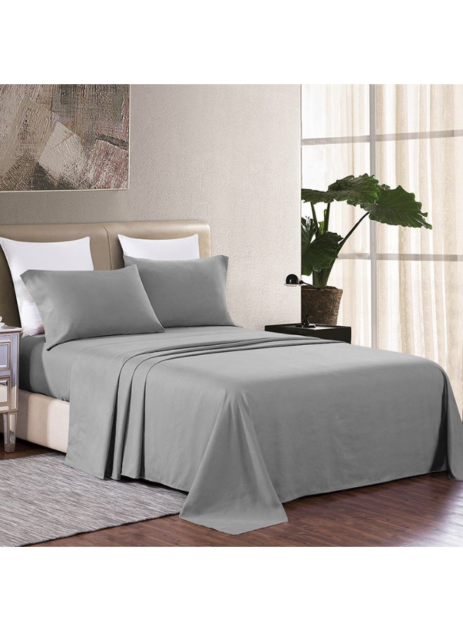 PHF 100% Polyester 4 Pieces Bed Sheets Set Queen Size, Deep Pocket up to 16 Inches Fitted Sheet, Flat Sheet and Pillowcases Set, Grey - Image 2