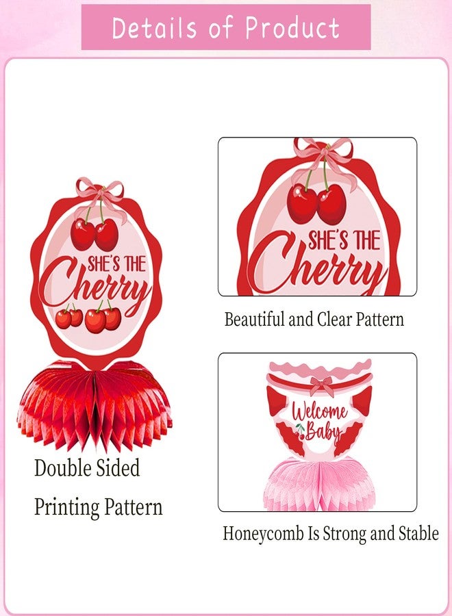 Refavor Cherry Baby Shower Decorations for Girls, 9PCS She's the Little Cherry Theme Honeycomb Centerpieces Decor, Cherry Welcome Baby Party Table Decoration Supplies Kids - Image 3