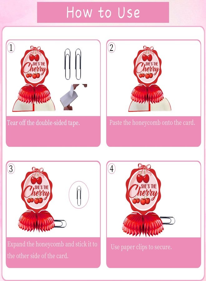 Refavor Cherry Baby Shower Decorations for Girls, 9PCS She's the Little Cherry Theme Honeycomb Centerpieces Decor, Cherry Welcome Baby Party Table Decoration Supplies Kids - Image 4
