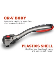 General 3-Piece Ratchet Set 1/4" 3/8" 1/2" Drive Ratchet Socket Wrench with 72 Teeth Cr-V Steel Reversible Ratchet with Composite Offset Handle Quick Release  - Image 3