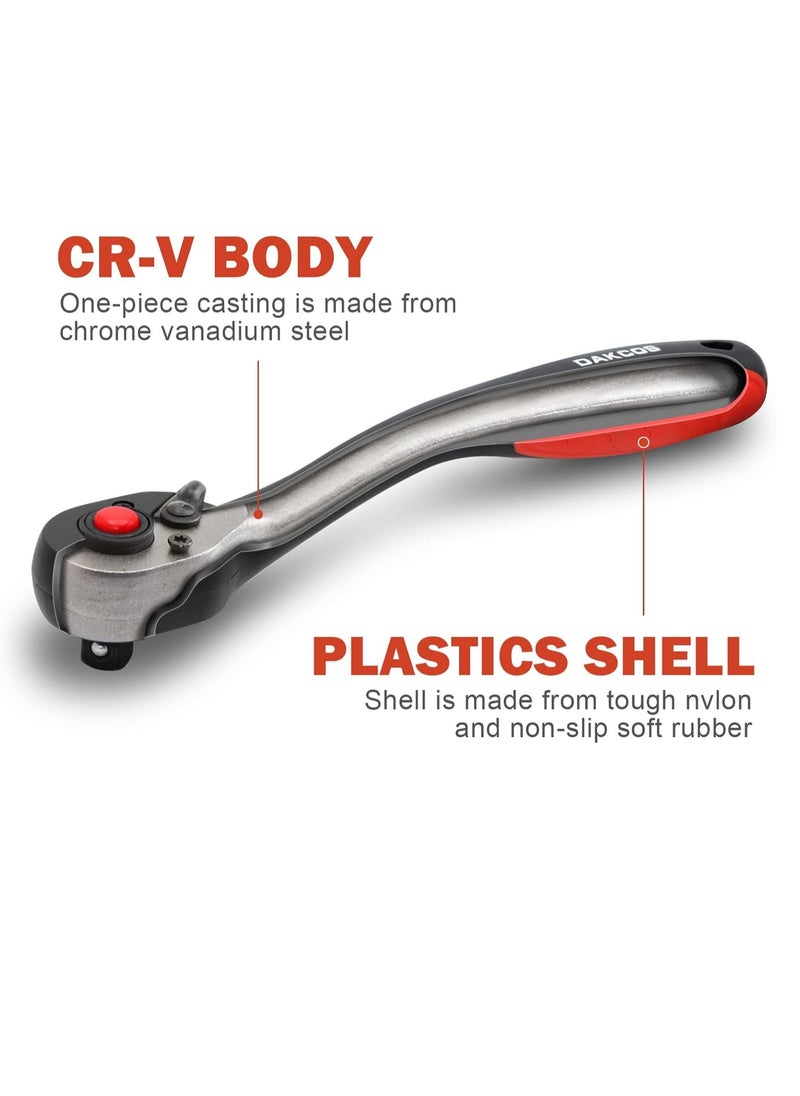 General - 3-Piece Ratchet Set 1/4" 3/8" 1/2" Drive Ratchet Socket Wrench with 72 Teeth Cr-V Steel Reversible Ratchet with Composite Offset Handle Quick Release - Image 1
