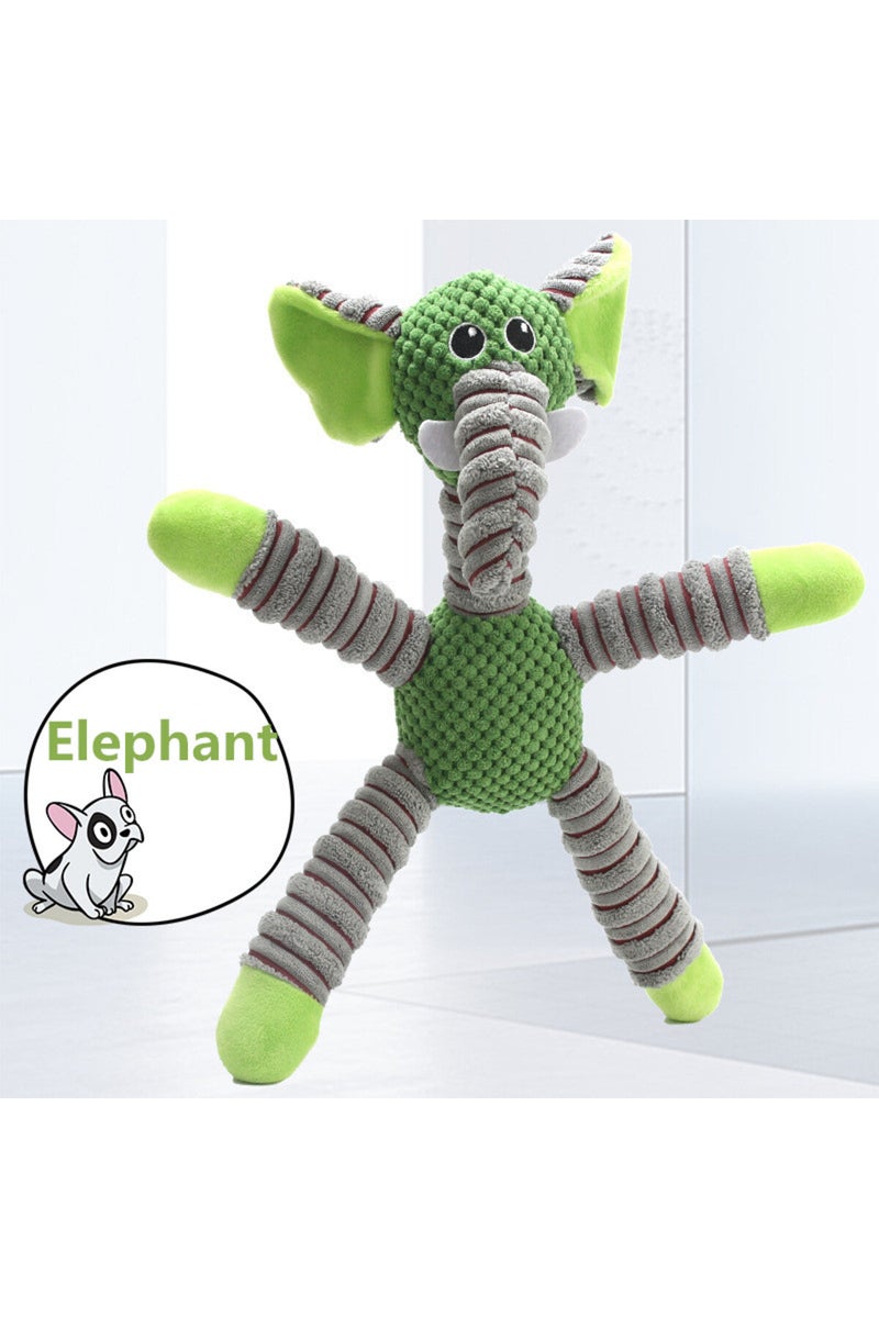 erorex Green Indestructible Large Dog Sound Squeaky Toys Animals Shape Pet Soft Plush Chew Molar Training T