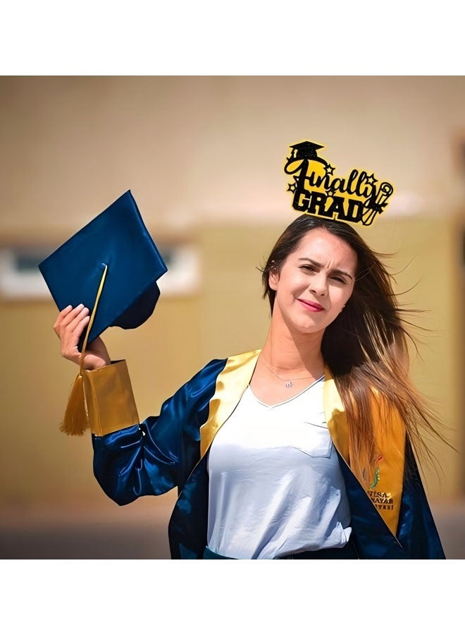 Wffo 6PCS Graduation Headbands - Congrats Graduate Photo Props - 6 Styles - Cardboard Graduation Decorations - DIY Photo Props - For Graduation Parties and Gifts - Gold and Black - Image 5