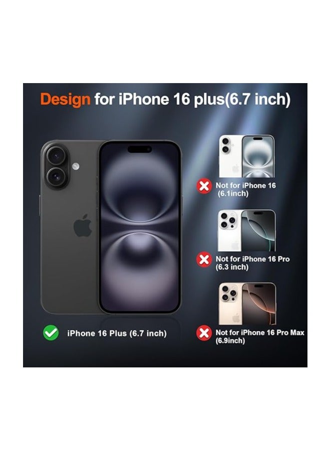 Denx Magsafe Luxury Matte Case for iPhone16 Plus Slim Magnetic Clear Shockproof Cover , (Black) - Image 2