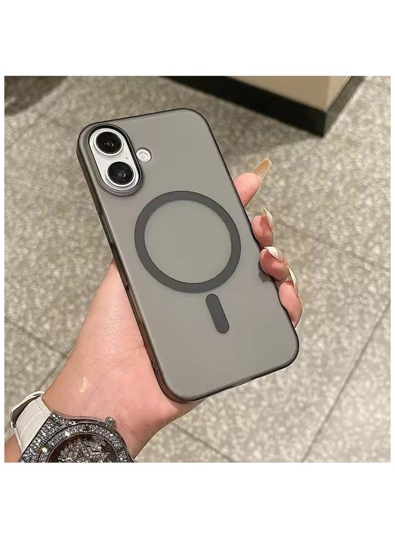 أكاليكس جراب ماج سيف الفاخر غير اللامع لهاتف iPhone 16 Plus، غطاء مغناطيسي شفاف رفيع مقاوم للصدمات، (أسود) - Image 1