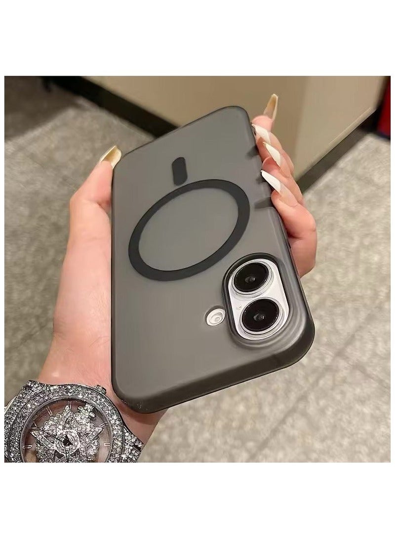 أكاليكس جراب ماج سيف الفاخر غير اللامع لهاتف iPhone 16 Plus، غطاء مغناطيسي شفاف رفيع مقاوم للصدمات، (أسود) - Image 2