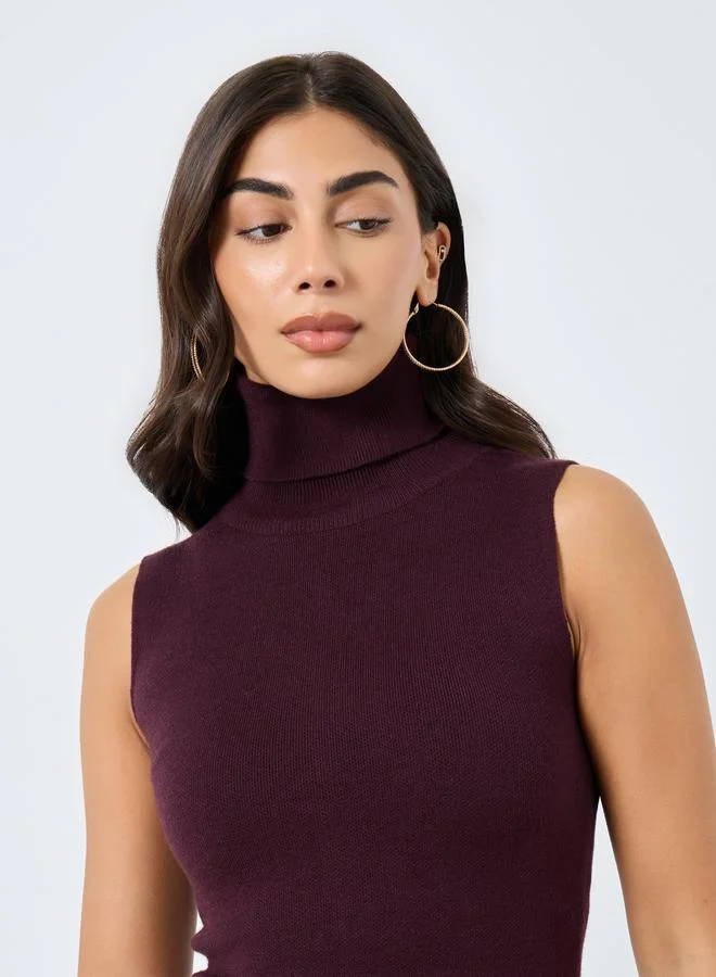 Styli Styli Purple Sleeveless Flat Knit Midi Dress