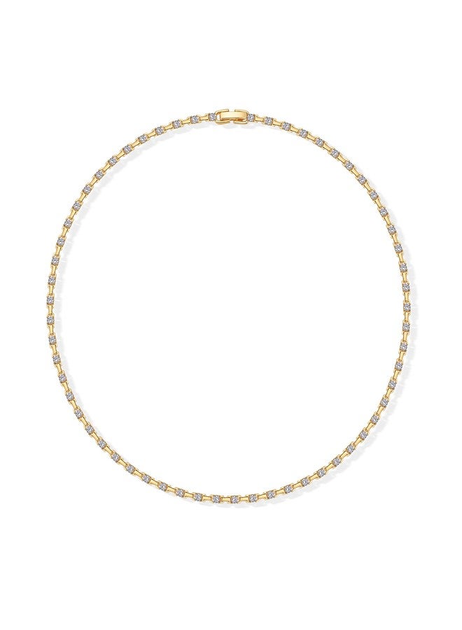 بافوا قلادة شوكر تنس كلاسيكية مطلية بالذهب الأصفر عيار 14 قيراطًا من بافوي للنساء | قلادة من أحجار الزركونيا المكعبة - Image 3