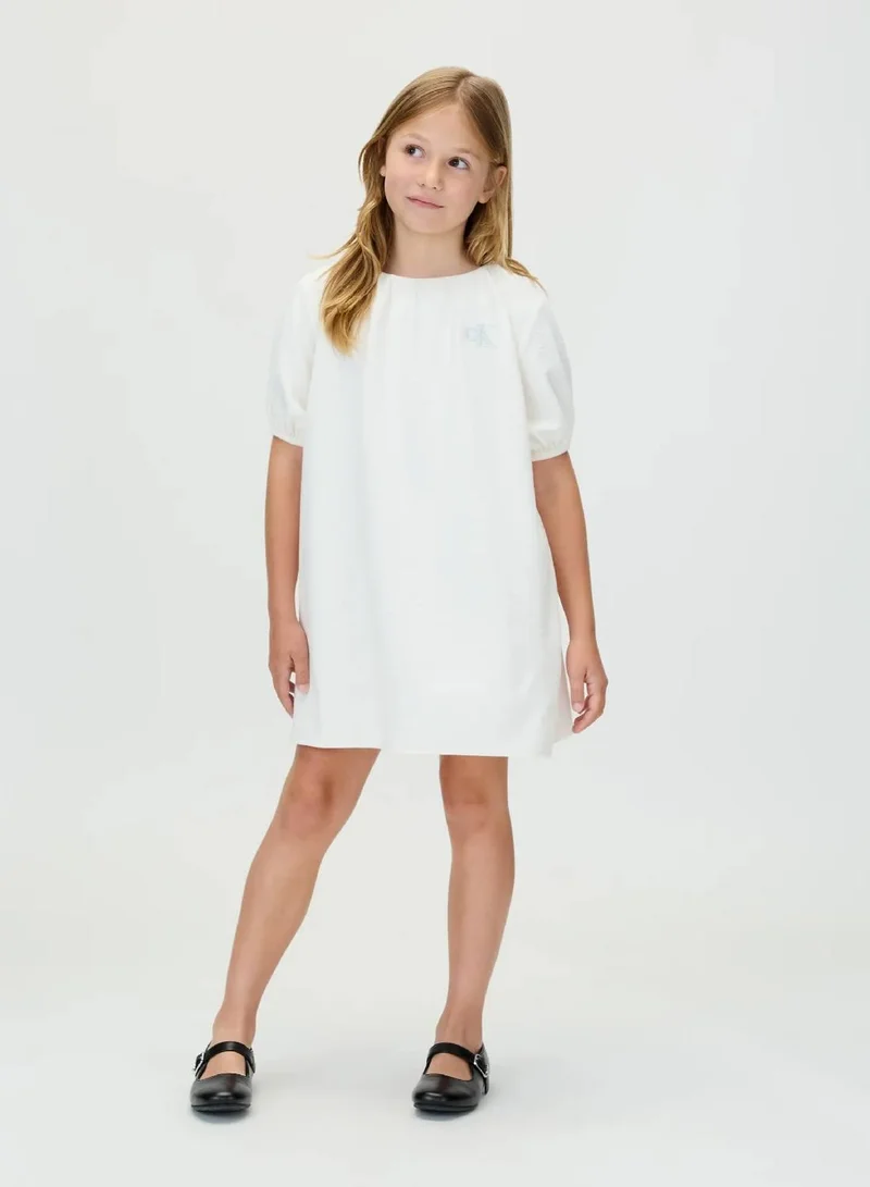 Calvin Klein Jeans Whitecap Gray Puff Sleeve Crinkle Dress for Women | Best Price UAE