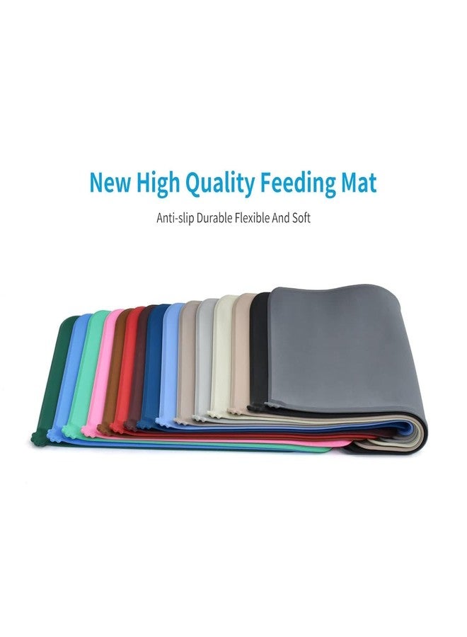 PICKSTORE Silicone Waterproof Dog Cat Pet Feeding Mats, Anti Slip Pet Bowl Mats, FDA Grade Pet Feeding Mat Silicone Waterproof Pet Food Mat 19 * 12 Inch Pet Feeding Mat - Grey - Image 4