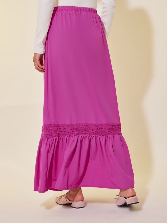 Take Two Take Two Lace Trim A-Line Maxi Skirt with Drawstring Waist  - Image 4