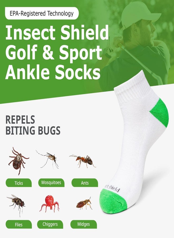 Insect Shield Golf & Sport Ankle Sock - Athletic Socks with Built-In Insect Protection & Footbed Cushioning for Men & Women, White, Medium - Image 3