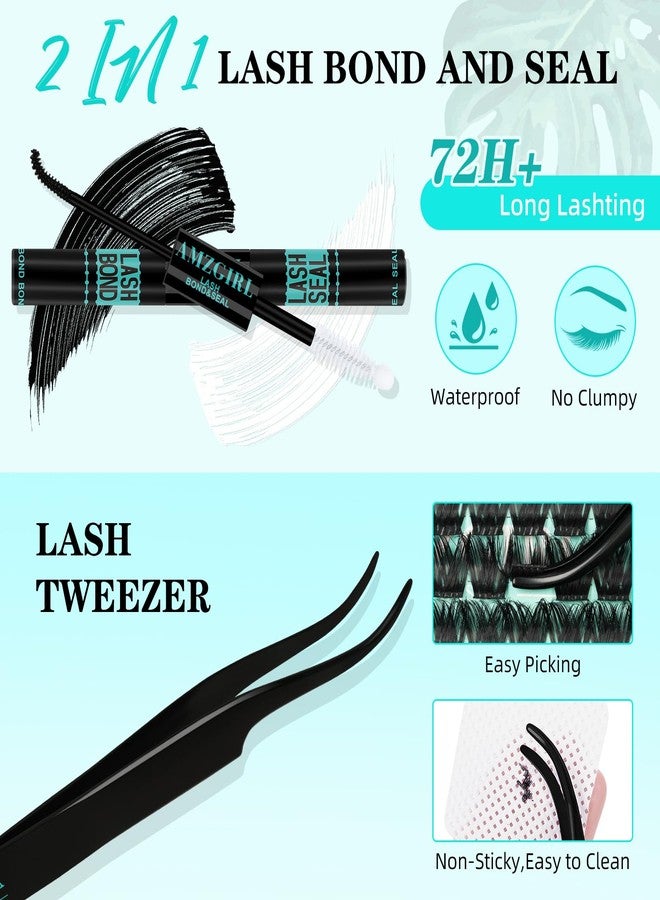 AMZGIRL LASH Lash Clusters Kit 168pcs Lash Extension Kit Cluster Lashes Natural Look with Lash Bond and Seal Waterproof, Lash Tweezer with Wet Look Ultra-Thin Band Lashes(Tulip-Kit,D-10-18mm) - Image 4
