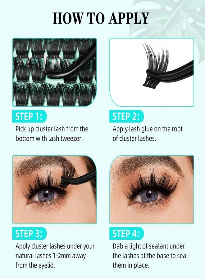 AMZGIRL LASH Lash Clusters Kit 168pcs Lash Extension Kit Cluster Lashes Natural Look with Lash Bond and Seal Waterproof, Lash Tweezer with Wet Look Ultra-Thin Band Lashes(Tulip-Kit,D-10-18mm) - Image 5
