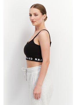 NA-KD Women U Neck Sleeveless Graphic Print Tank Top, Black  - Image 3
