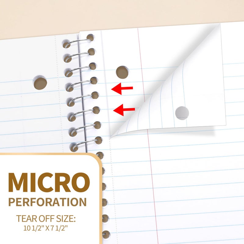 SUNEE Spiral Notebooks College Ruled, 1-Subject, 4 Pack, 8 x 10-1/2 in, 70 Sheets, 3-Hole Punched 70gsm Paper, Pastel Pink, Purple, Blue, Green for School, Home & Office, Writing Journal - Image 4