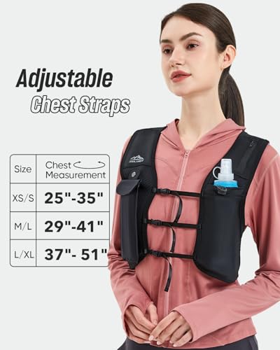 Zelvot Running Vest for Women Men USA Original Patent Adjustable Chest Straps Running Hydration Vest with 500ml Soft Flask Lightweight Reflective Hydration Backpack for Hiking Cycling White ML - Image 3