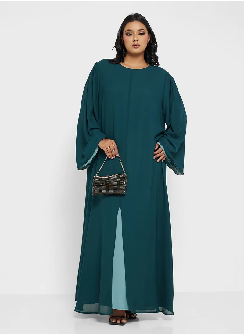 خزانة Plus size two toned abaya with sheila