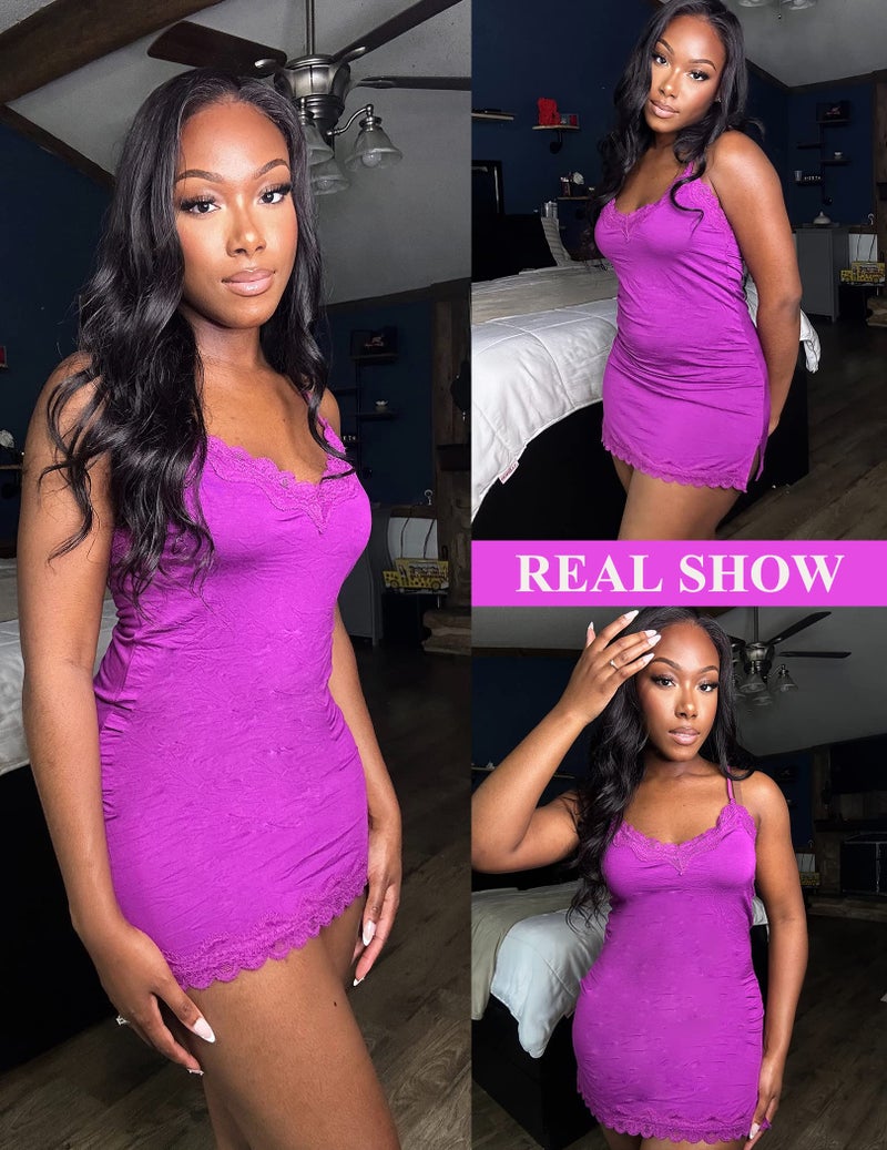 Avidlove Women Chemises Lingerie Mini Babydoll Sleepwear Cami Dress(Purple,M) - Image 3