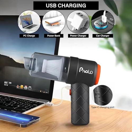 Pivalo 2-in-1 Cordless Car Vacuum Cleaner with Powerful Suction, Filter, 3 Nozzles & USB Charging | Portable Wireless Mini Car Air Blower for Home, Office & Travel Cleaning (Pack of 1, Black) - Image 3