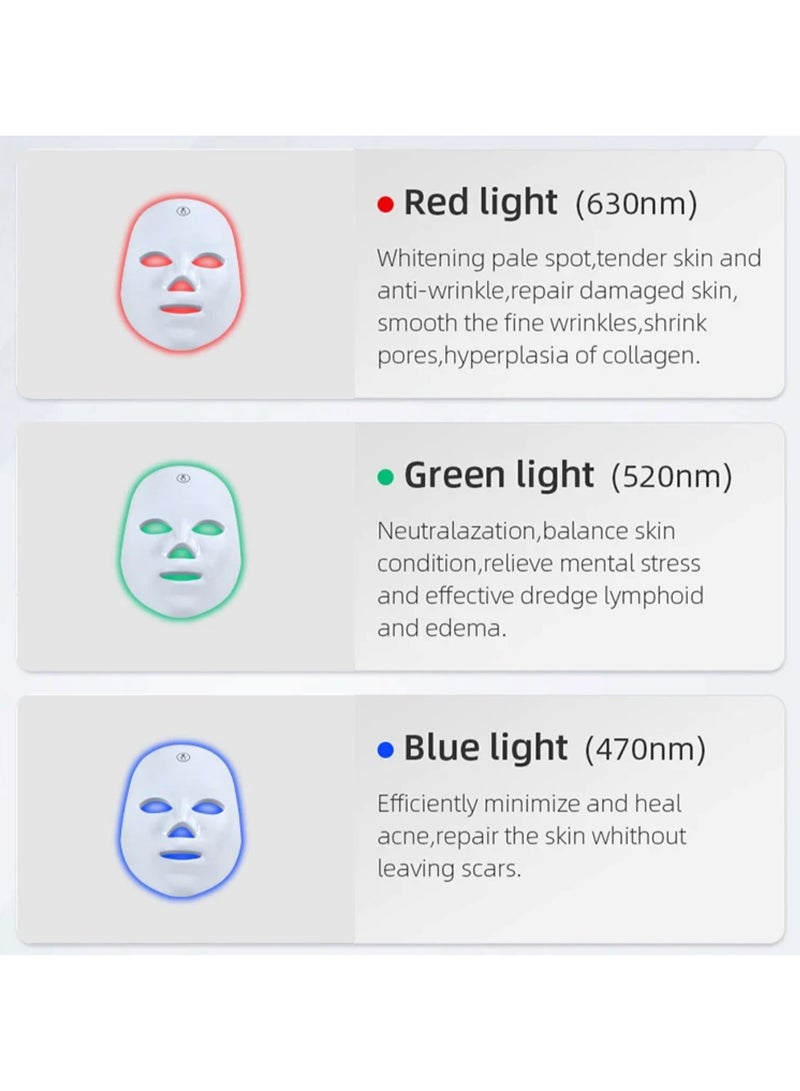 7 Color Light Therapy Mask, Facial Care Mask for Face and Neck with Remote Control, No Side Effects, for Acne Wrinkle Removal Anti-Aging Skin Rejuvenation Facial Care Beauty