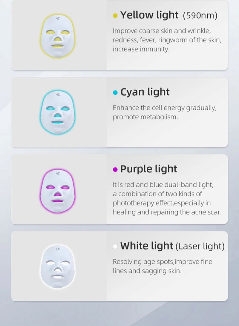 7 Color Light Therapy Mask, Facial Care Mask for Face and Neck with Remote Control, No Side Effects, for Acne Wrinkle Removal Anti-Aging Skin Rejuvenation Facial Care Beauty
