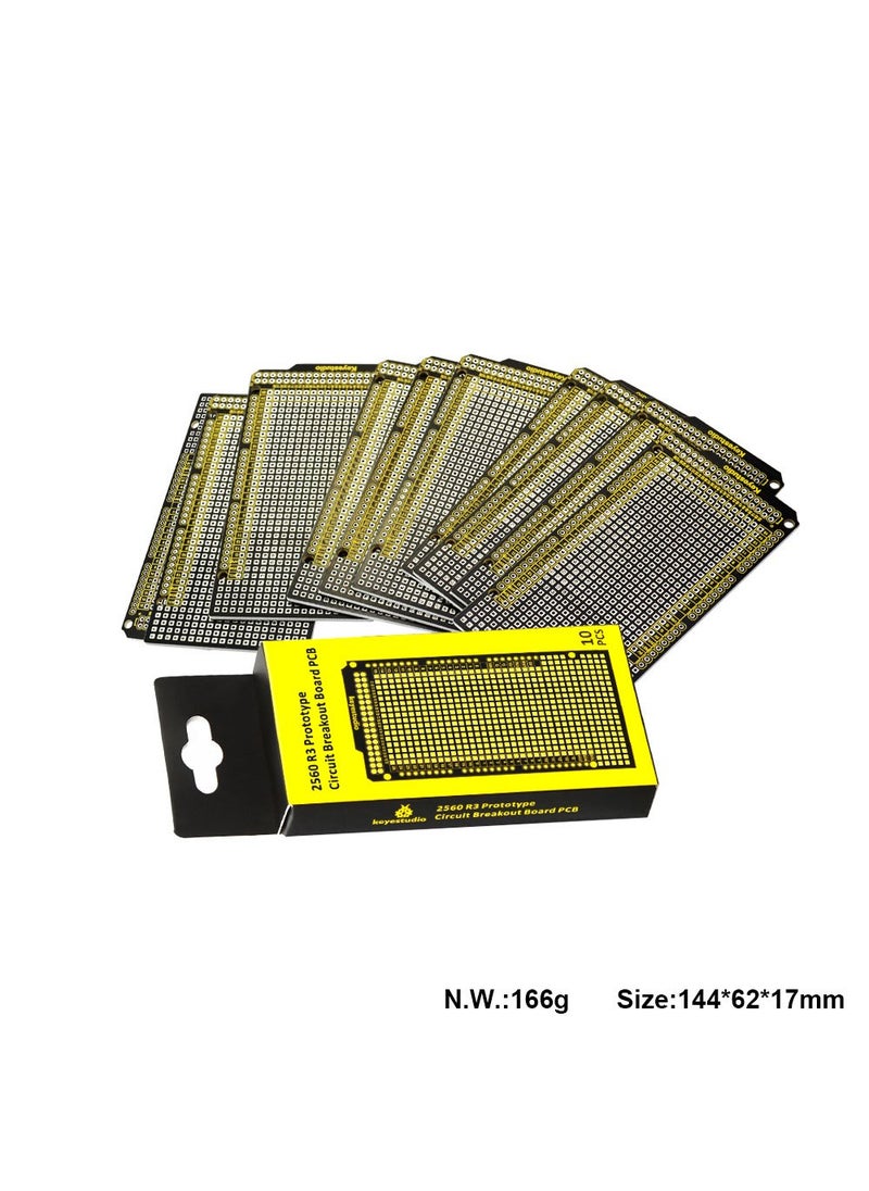 Keyestudio KEYESTUDIO 10PCS Proto Shield for Arduino Mega, Double Sided PCB Prototype Shield Solderable for Arduino Mega R3 2560  - Image 5